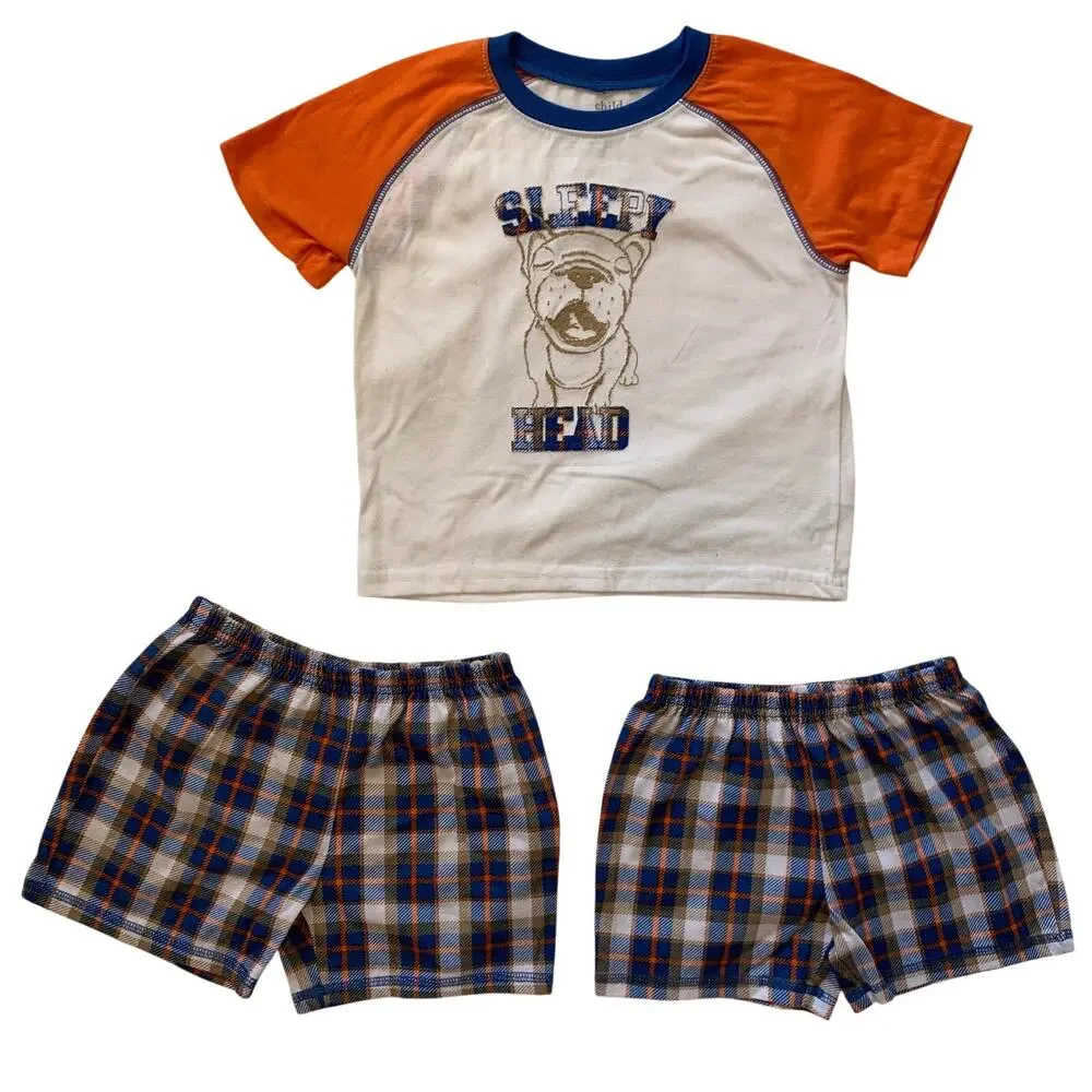 Child of Mine Carters Boys 5T Sleepy Head French Bulldog Orange Plaid Pajama Set